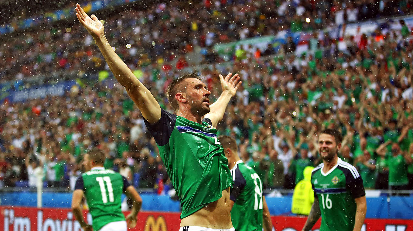 Northern Ireland celebrated their first victory in the European Championship © 2016 Getty Images