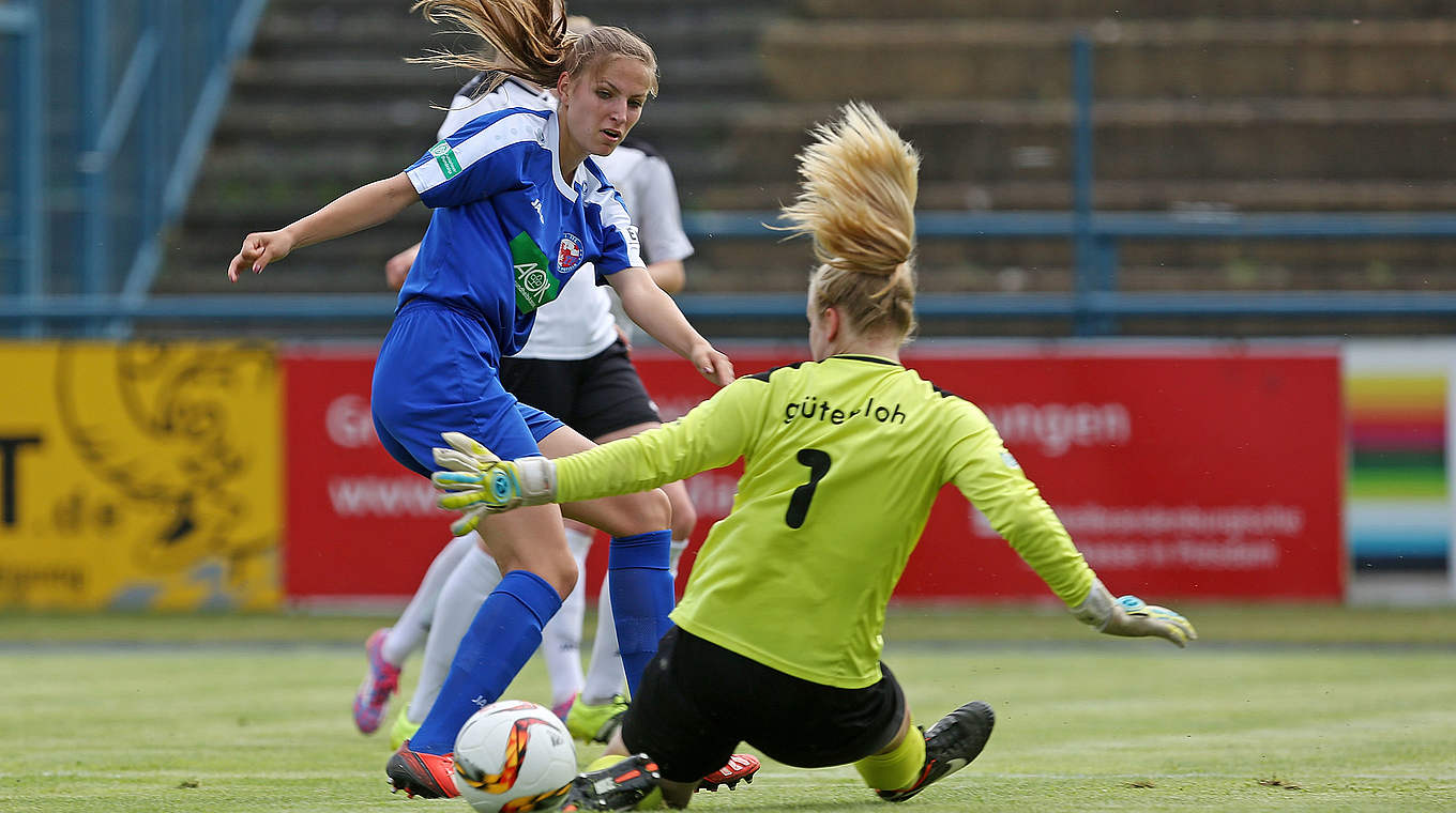 Doppeltorschützin für den alten und neuen Meister Potsdam: Melissa Kössler (l.) © 2016 Getty Images