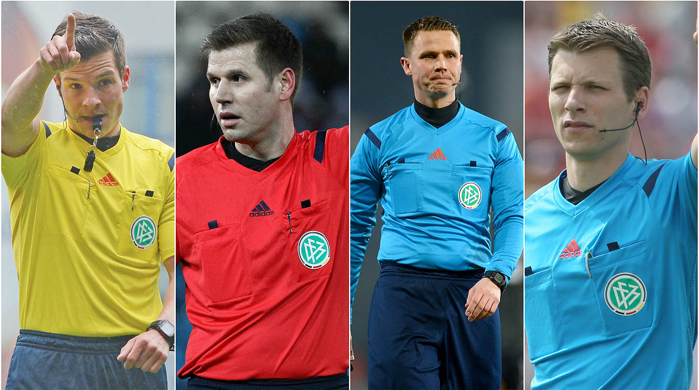 Aufsteiger in die Bundesliga: die Referees Osmers, Willenborg, Kampka und Cortus (v.l.) © Getty/DFB
