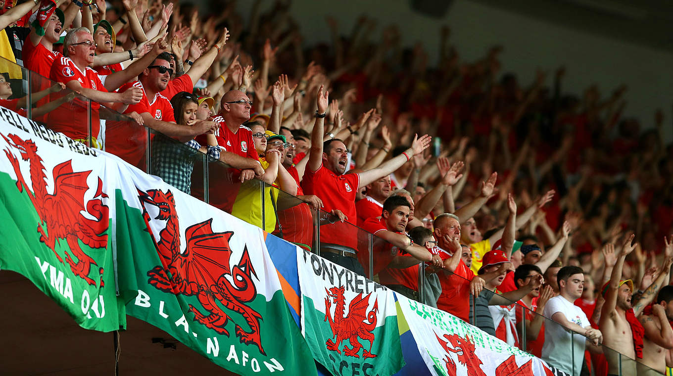 Wales' Fans im Zeichen des Drachen. © Getty Images
