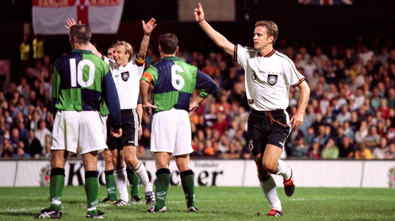 Bierhoff scored the fastest hattrick in DFB history in Belfast, 1997. © imago