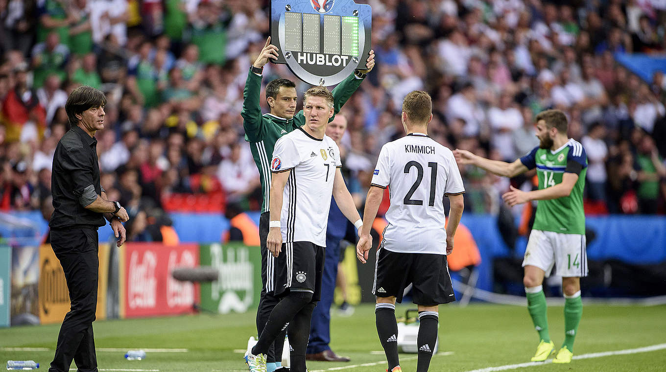 Schweinsteiger made his 15th appearance at the EUROs against Norhtern Ireland © GES/Helge Prang