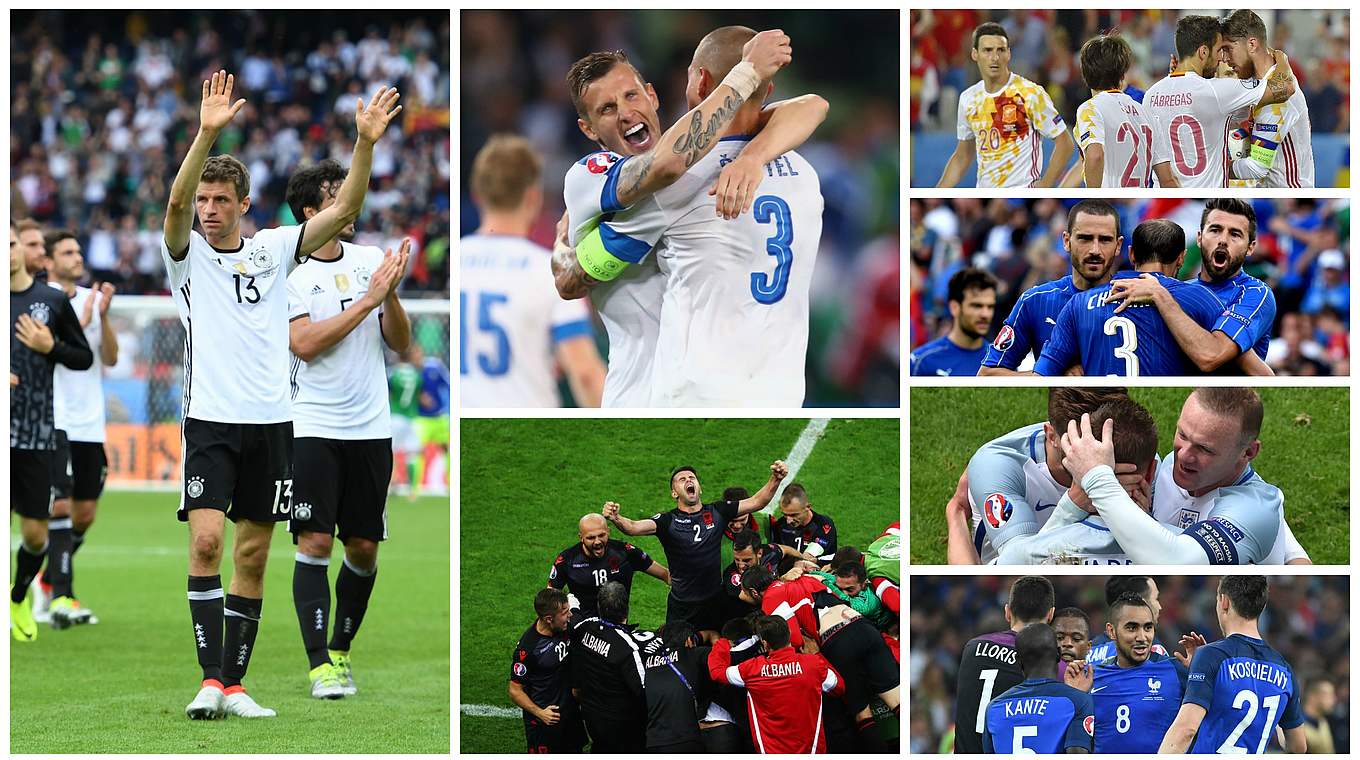 Weg ins Finale: Das sind mögliche Gegner - von der Slowakei (M.o.) bis Frankreich (u.r.) © AFP/Getty Images/DFB