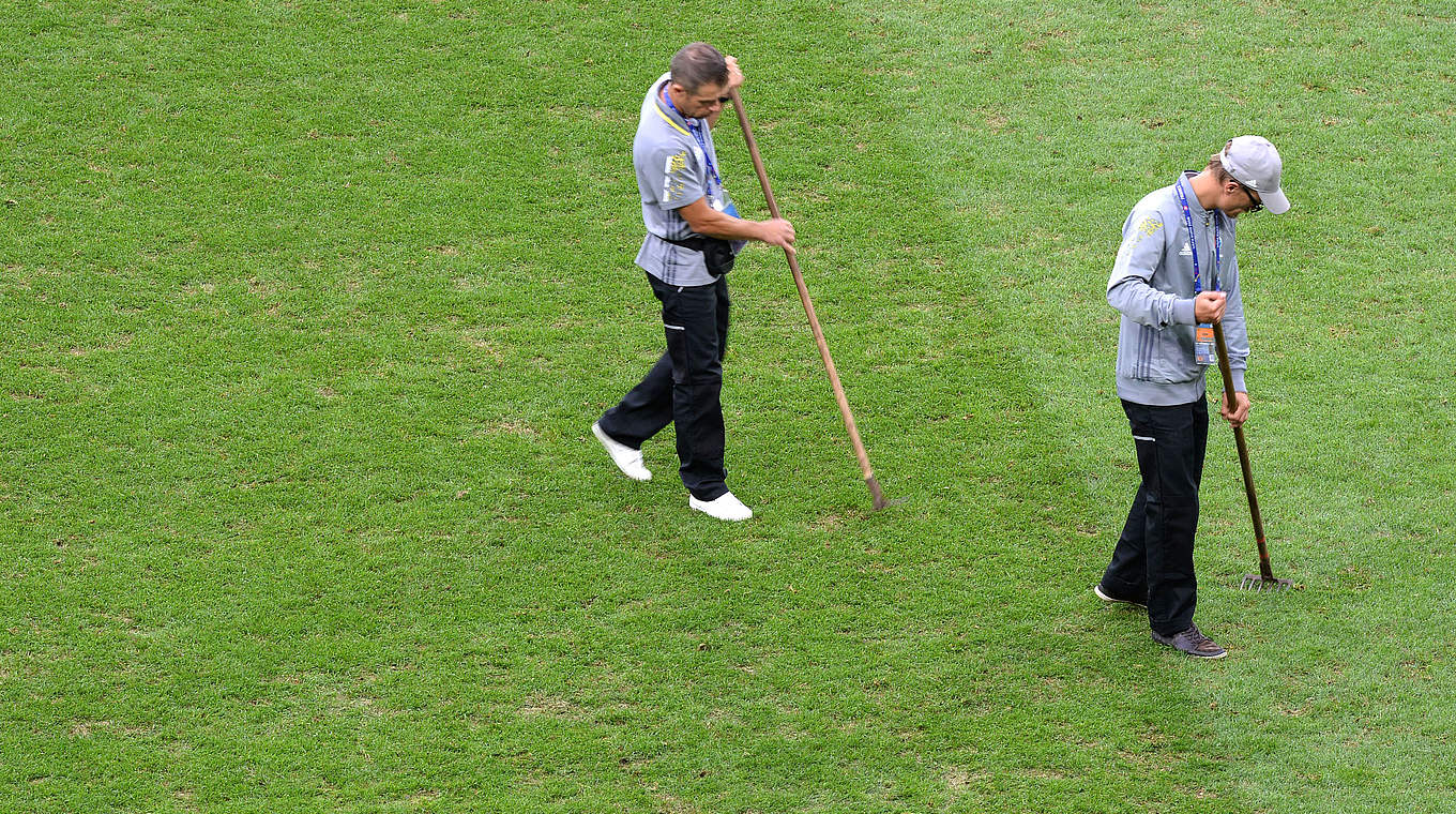 Heavily damaged before the end of the group stage: the pitch at the Stade Pierre-Mauroy in Lille © DENIS CHARLET/AFP/Getty Images