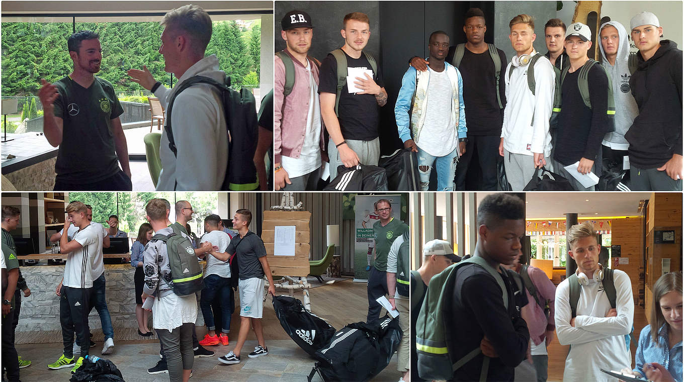 The Germany U19s arrive at their hotel in Schladming ahead of their training camp © DFB