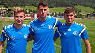 Die Youngster im Kader: Johannes Eggestein, Janni-Luca Serra und Gökhan Gül (v.l.) © DFB