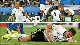 Verletzten sich im Viertelfinale gegen Italien: Schweinsteiger, Gomez und Khedira © Getty Images / DFB