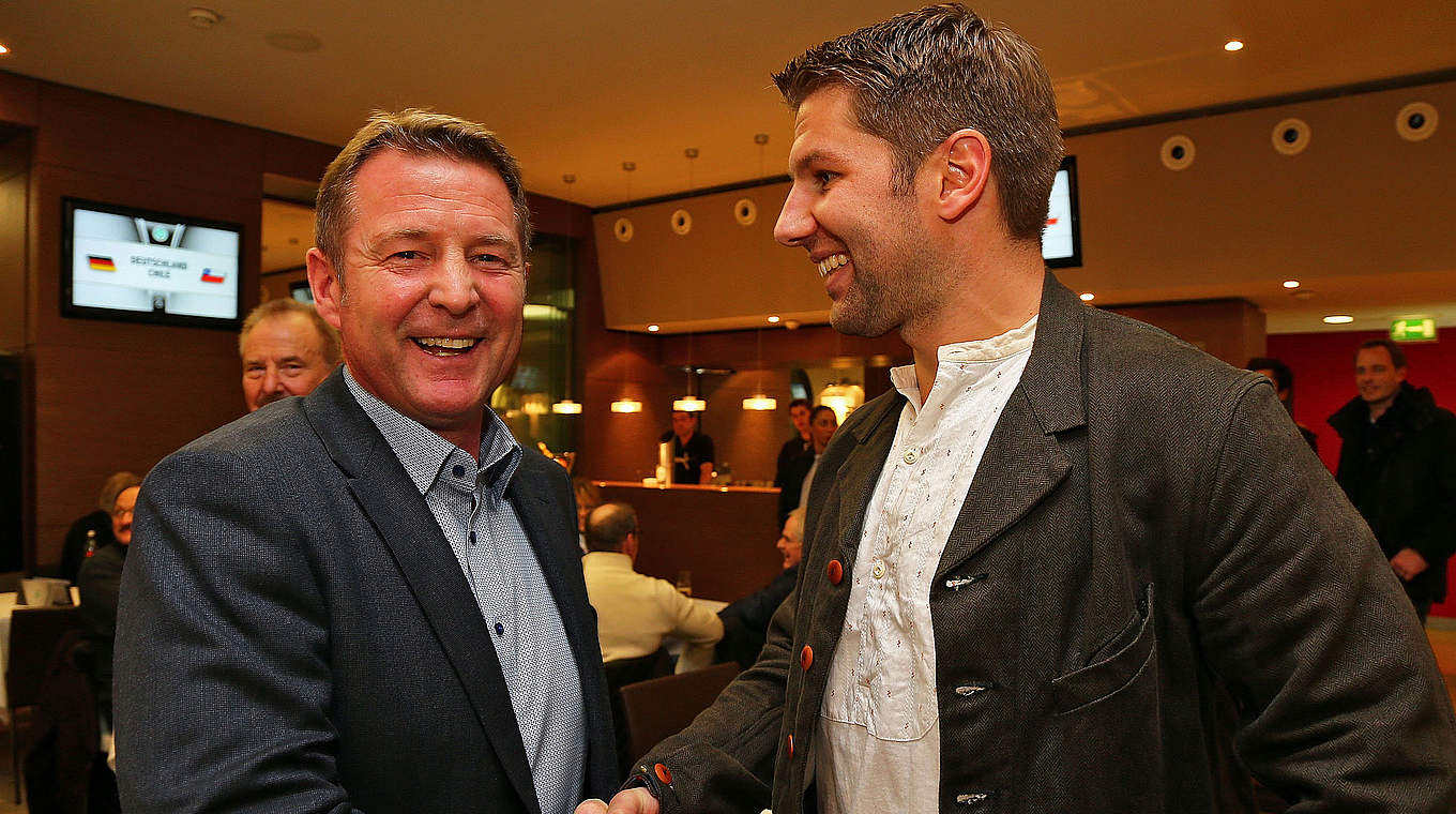 Inzwischen Spielerberater: Förster (l.) mit Hitzlsperger im "Club der Nationalspieler" © 2014 Getty Images