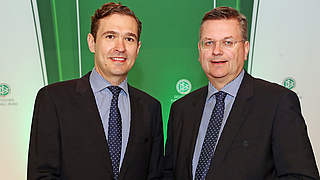 Grindel (right) will travel with Curtius (left) and others as part of a DFB delegation to watch the two Olympic finals. © 2016 Getty Images