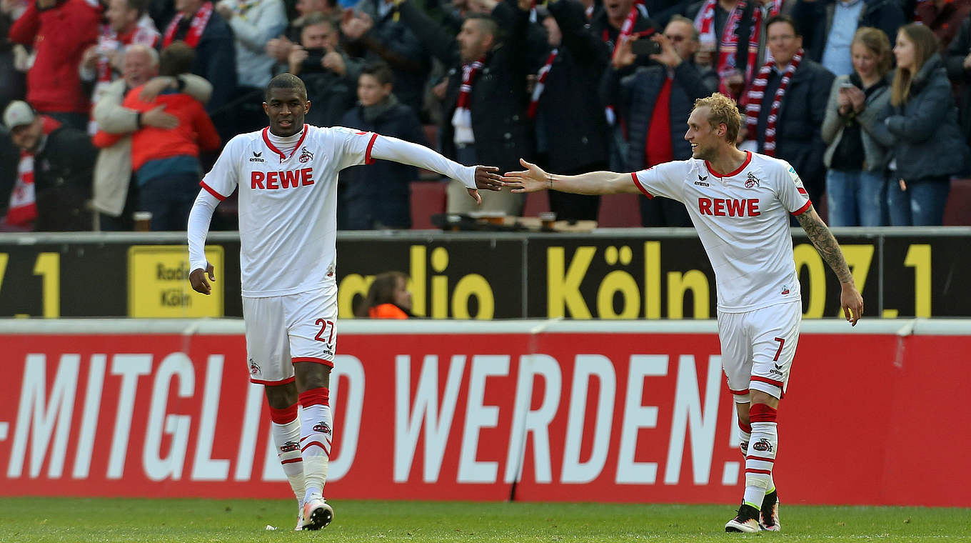 Tragen sich beim 4:0 im Trainingslager in die Torschützenliste ein: Kölns Modeste (l.) und Risse © 2016 Getty Images