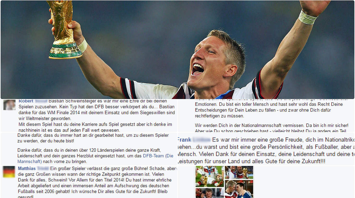 Abschied mit Applaus: Die Fans huldigen Bastian Schweinsteiger im Social Web © DFB/Twitter/Facebook