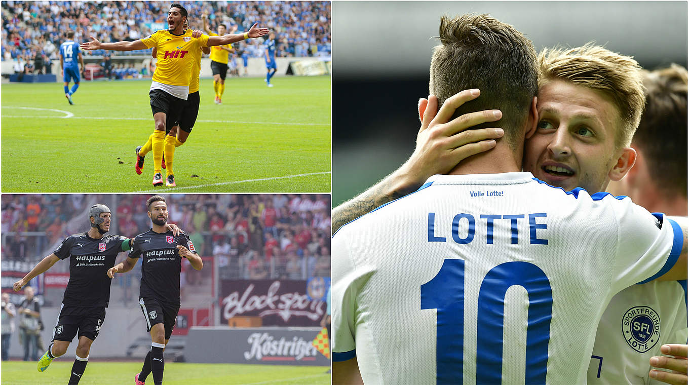 Drei 3:0-Auswärtssiege, drei Tabellenführer: Köln (o.), Halle und Lotte an der Spitze © imago/Getty Images/DFB