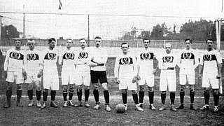 Mehr Tore erzielte kein DFB-Team: die deutsche Elf beim 16:0 gegen Russland 1912 © dpa