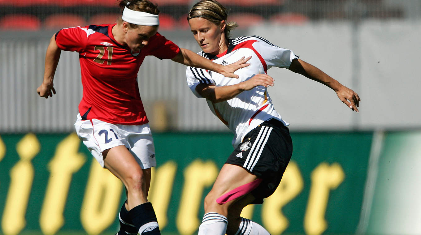 Bartusiak in 2007, making her debut against Norway  © 2007 Getty Images