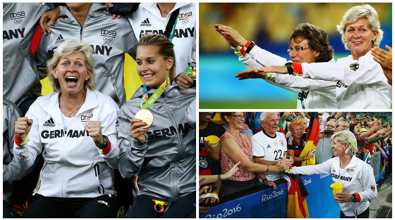 Freude pur zum Abschluss: Silvia Neid genießt den Olympiasieg © Getty Images/DFB
