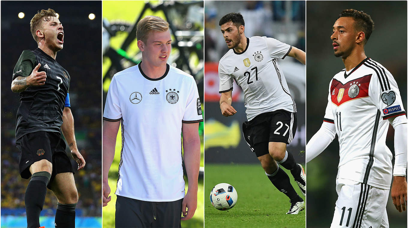 Zurück bei der Nationalmannschaft: Meyer, Brandt, Volland und Bellarabi (v.l.) © Getty Images/DFB