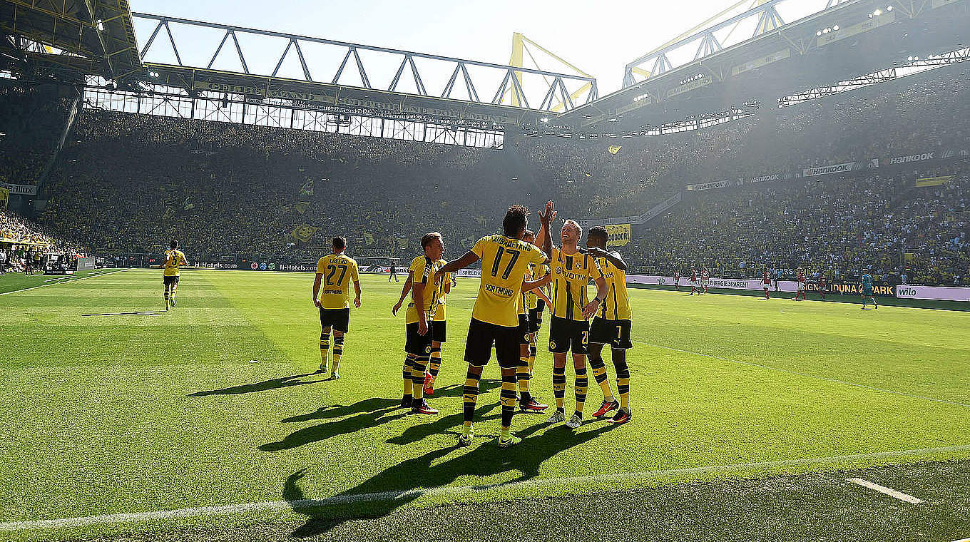 Aubameyang scored twice as BVB beat Mainz 2-1 on matchday one.  © AFP/Getty Images