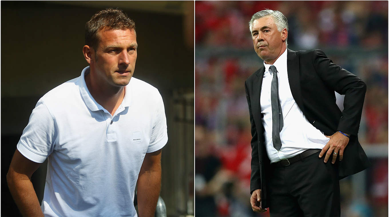 Two new managers on the touchline: Schalke's Weinzierl vs. Bayern's Ancelotti © Getty/DFB