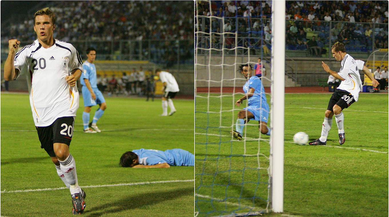 Vier Tore beim höchsten Länderspielauswärtssieg: Lukas Podolski gegen San Marino 2006 © imago/DFB