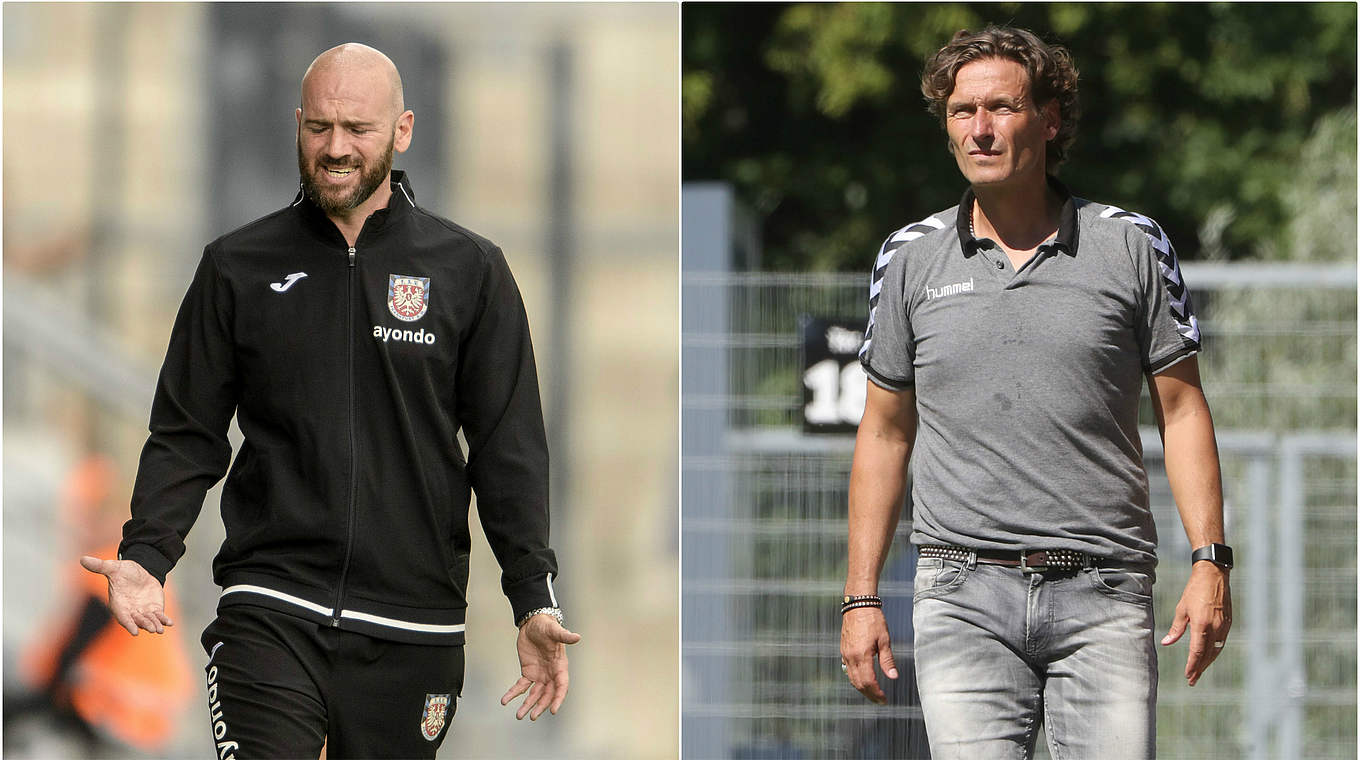 Trainerduell: Vrabec (l.) hofft mit Frankfurt auf einen Dreier gegen Zapels Großaspacher © GettyImages/DFB