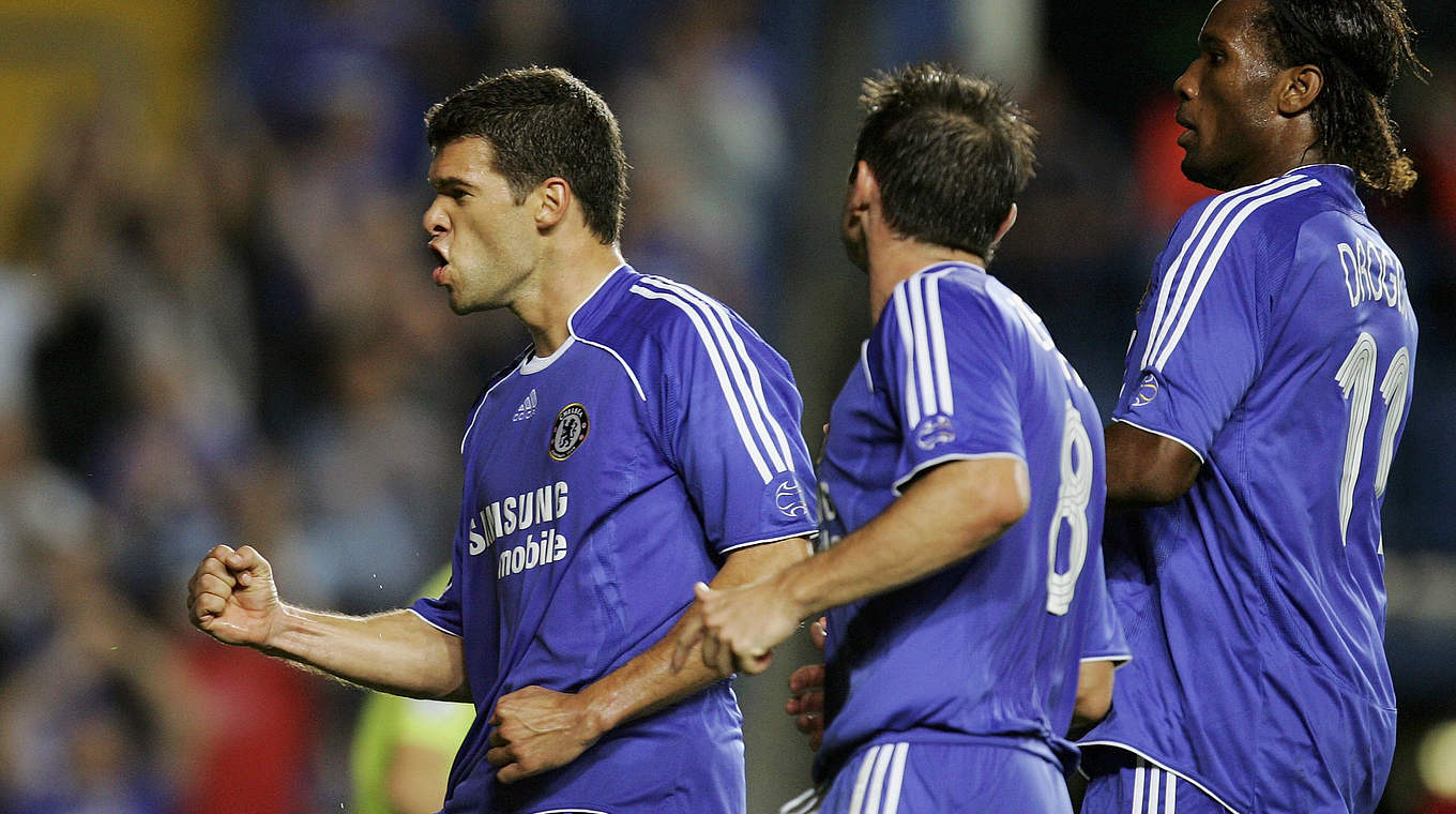 Jubel nach dem Tor: Vor zehn Jahren erzielt Ballack (l.) gegen Werder das 2:0 für Chelsea © 2006 Getty Images