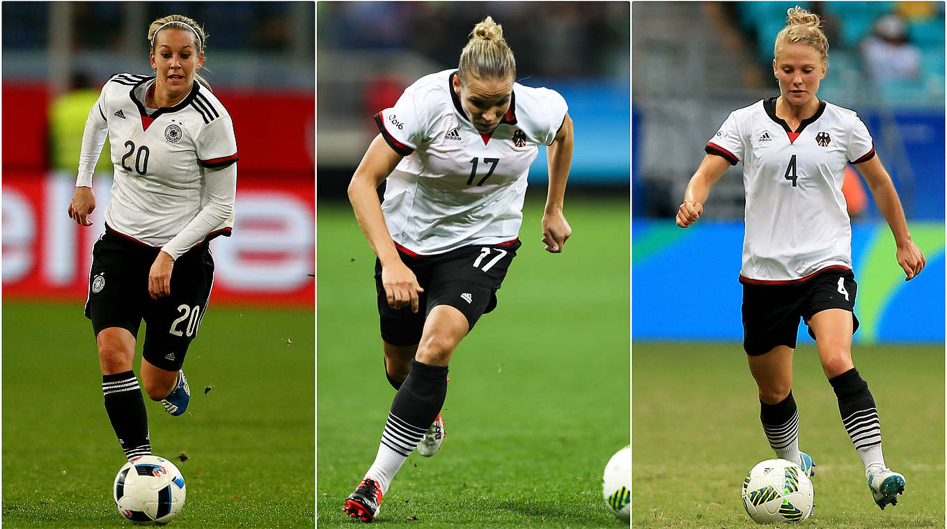 Aus Gründen der Belastungssteuerung nicht dabei: Goeßling, Kerschowski, Maier (v.l.) © GettyImages/DFB