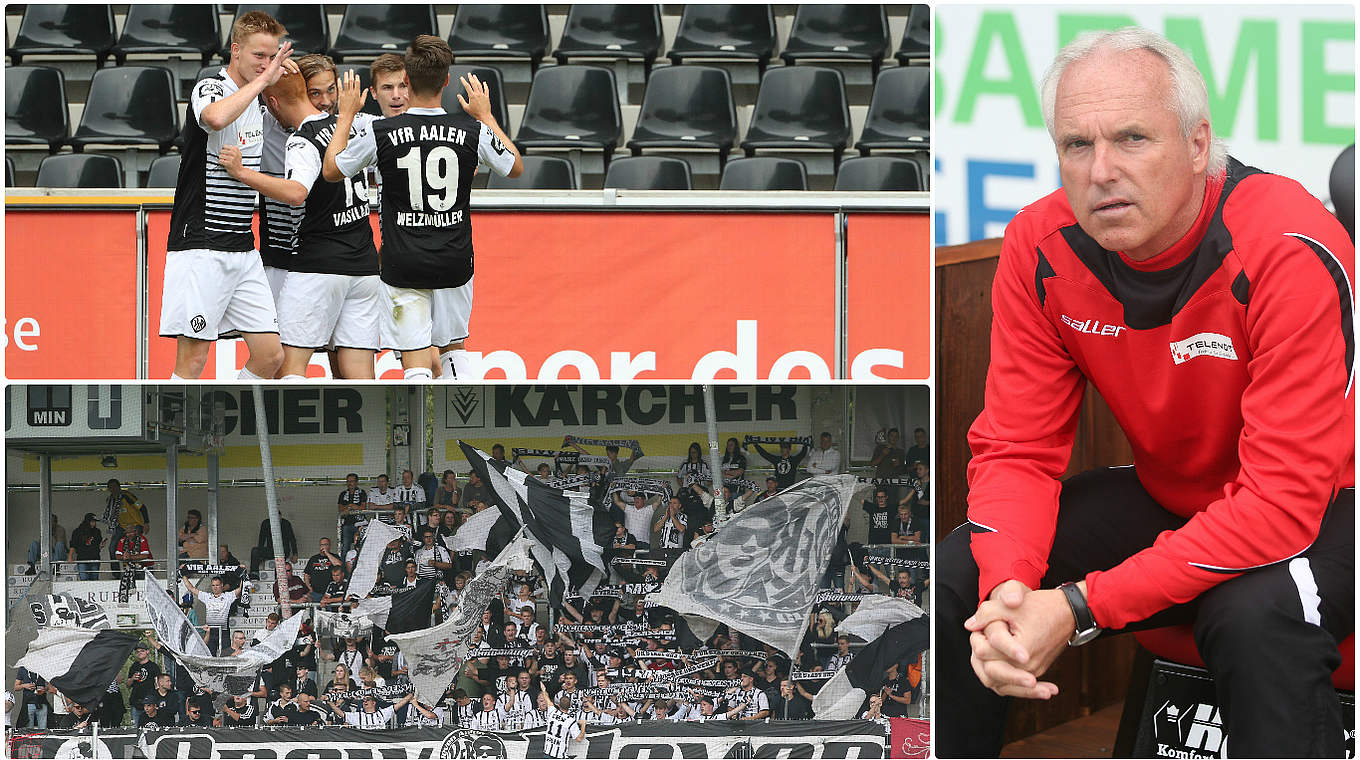 Als einziges Team der Liga noch ungeschlagen: Aalen und sein Coach Peter Vollmann (r.) © Getty Images/DFB