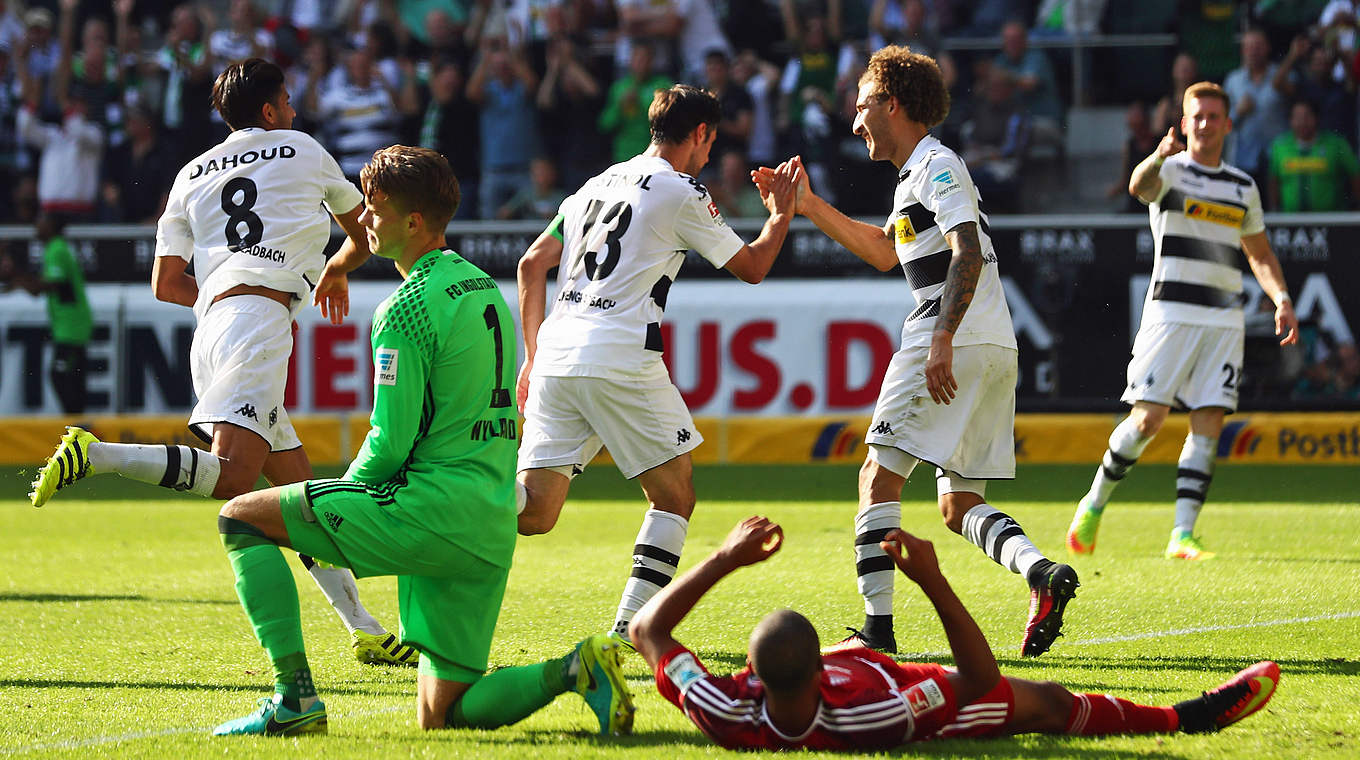 Lars Stindl celebrated putting Gladbach on the path to victory © 2016 Getty Images