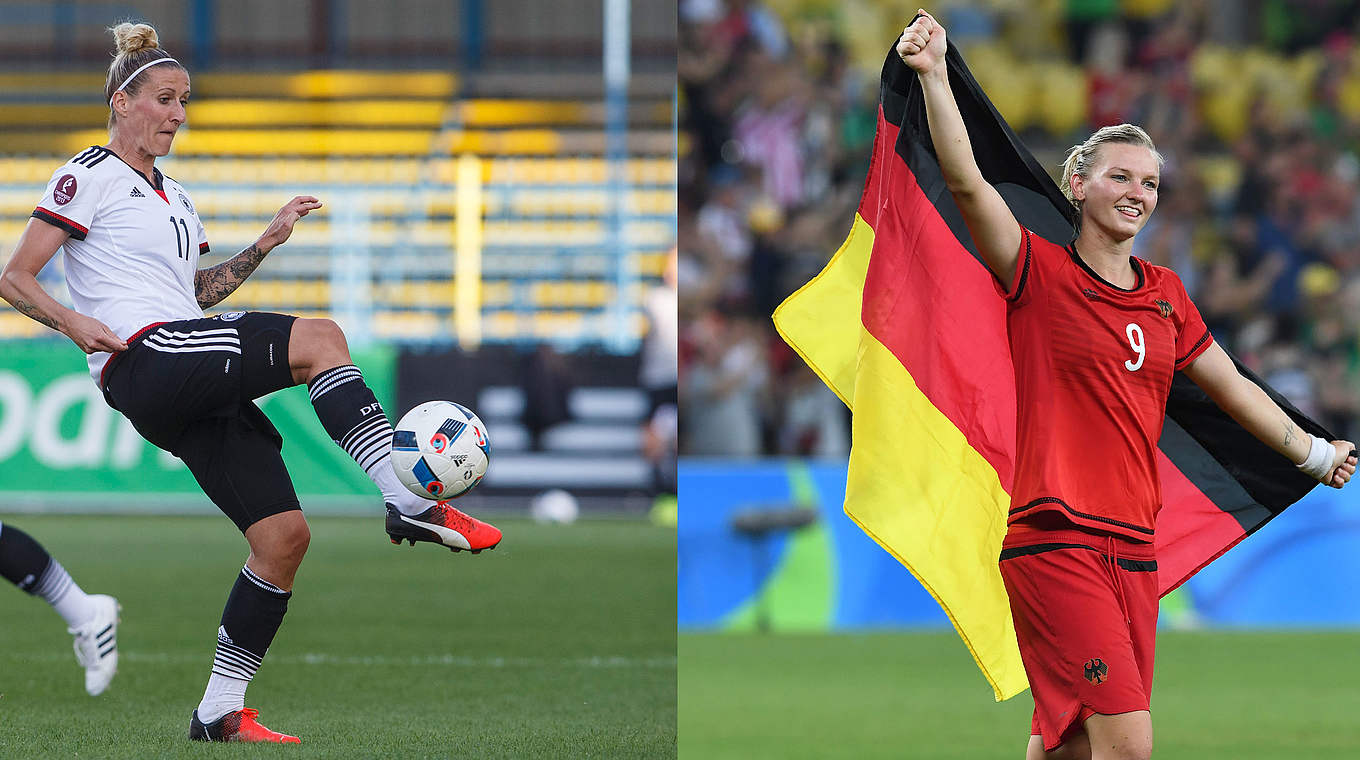 Torgefahr im Sturm: Anja Mittag und Alexandra Popp (v.l.) © AFP/Getty Images/DFB