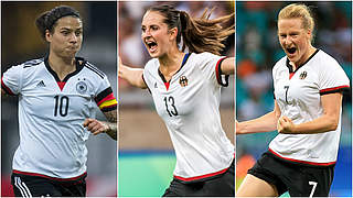 Für die Wahl zur Weltfußballerin 2016 nominiert: Marozsan, Däbritz und Behringer (v.l.) © Getty Images/DFB