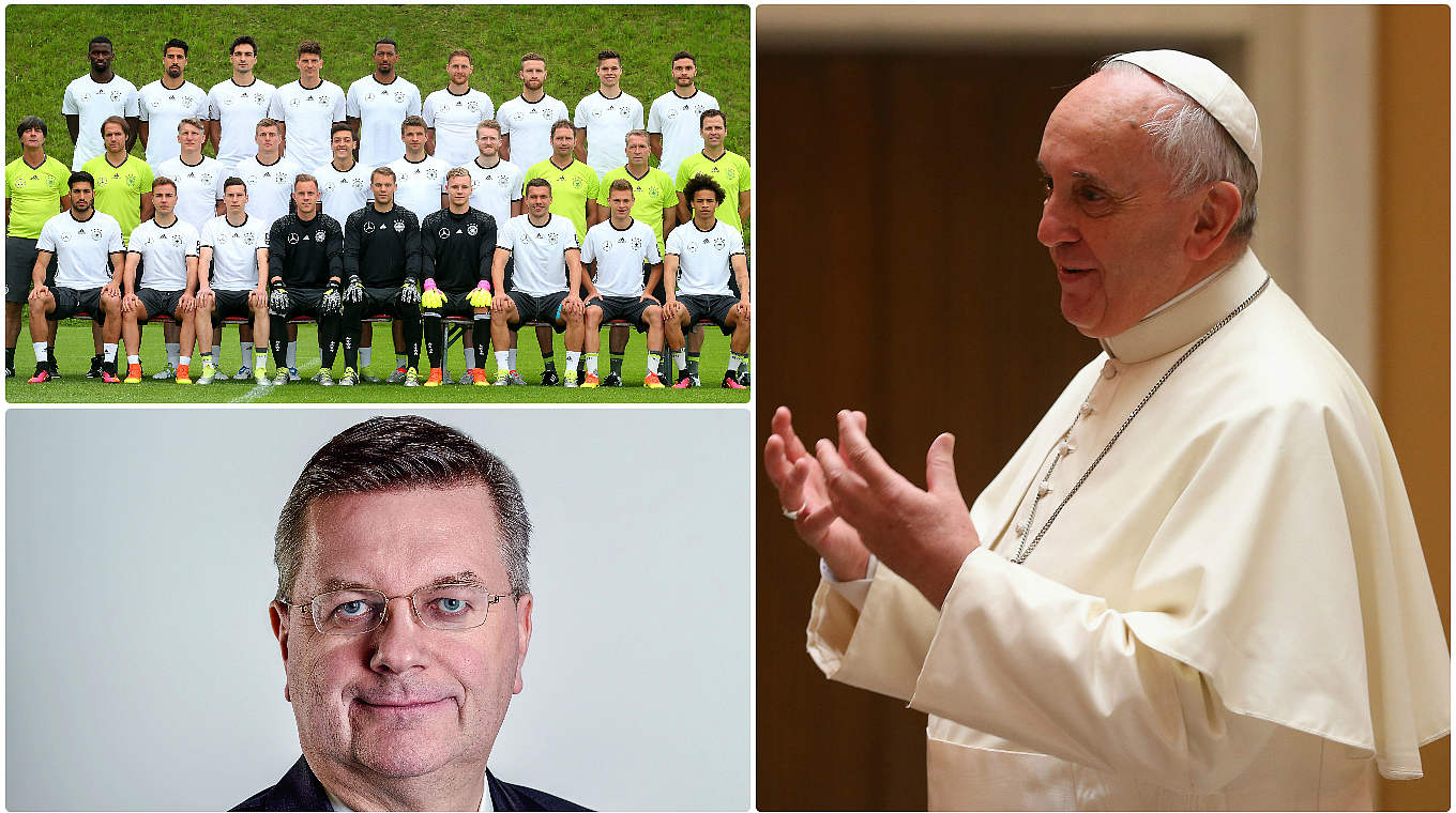 Privataudienz im Vatikan: Das A-Team und Präsident Grindel treffen Papst Franziskus (r.) © Getty Images/DFB