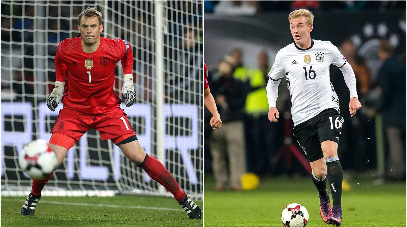 Nicht im Flieger von Frankfurt am Main nach Rimini: Manuel Neuer (l.) und Julian Brandt © GettyImages/DFB