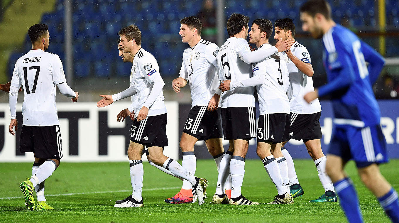 Germany remain top of Group C after a resounding win over San Marino © AFP/Getty Images