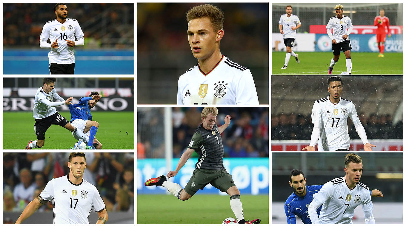 Acht Neue 2016: Tah (o.l.), Weigl, Süle, Kimmich, Brandt, Gnabry, Henrichs, Gerhardt (u.r.) © GettyImages/DFB