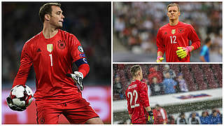 Sechsmal in Serie zu Null: Manuel Neuer (l.), Marc-André ter Stegen und Bernd Leno (o.) © GettyImages/DFB