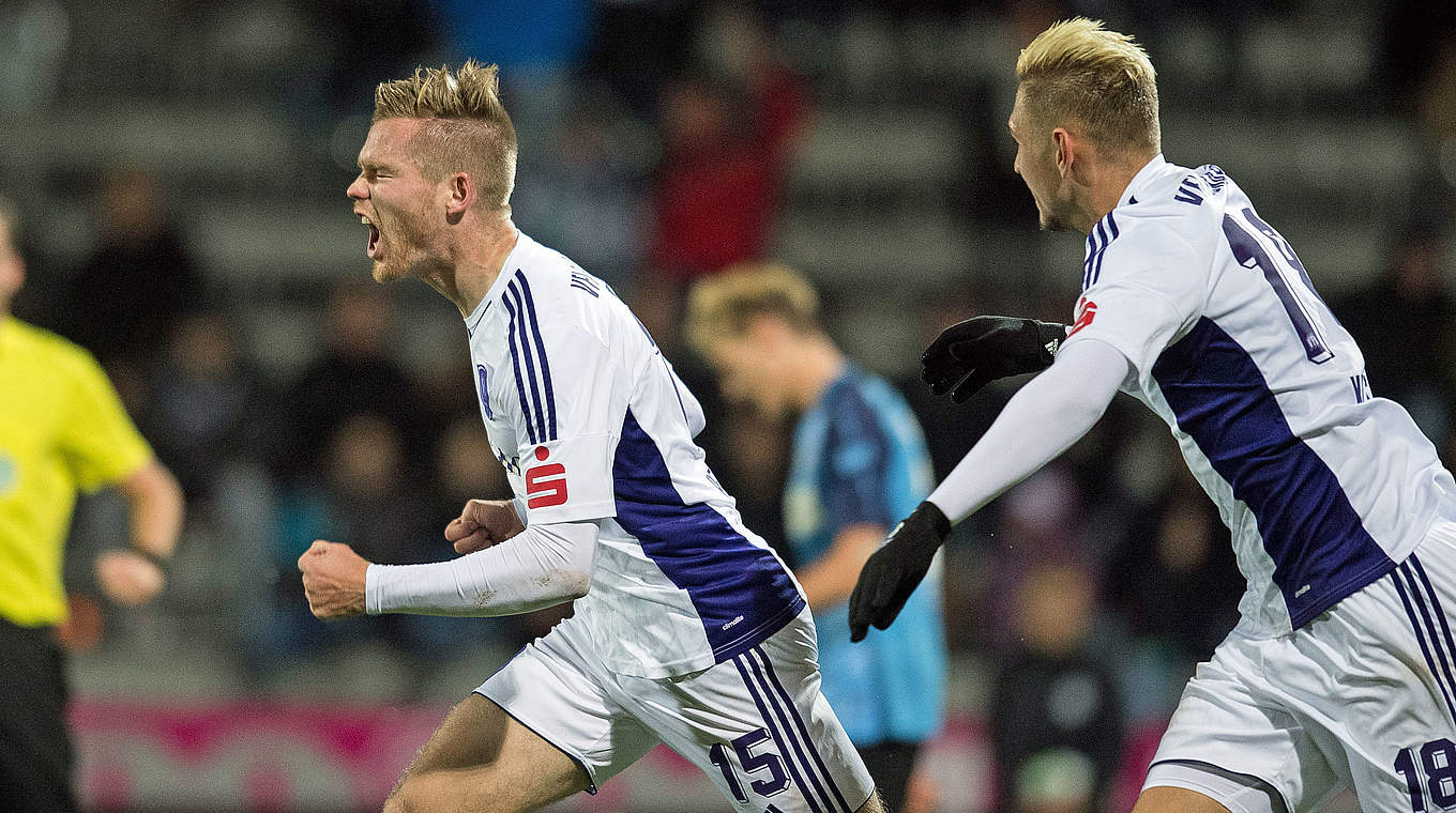 Lässt Osnabrück jubeln: Jules Reimerink (l.) trifft in Aalen zum Ausgleich © 2016 Getty Images