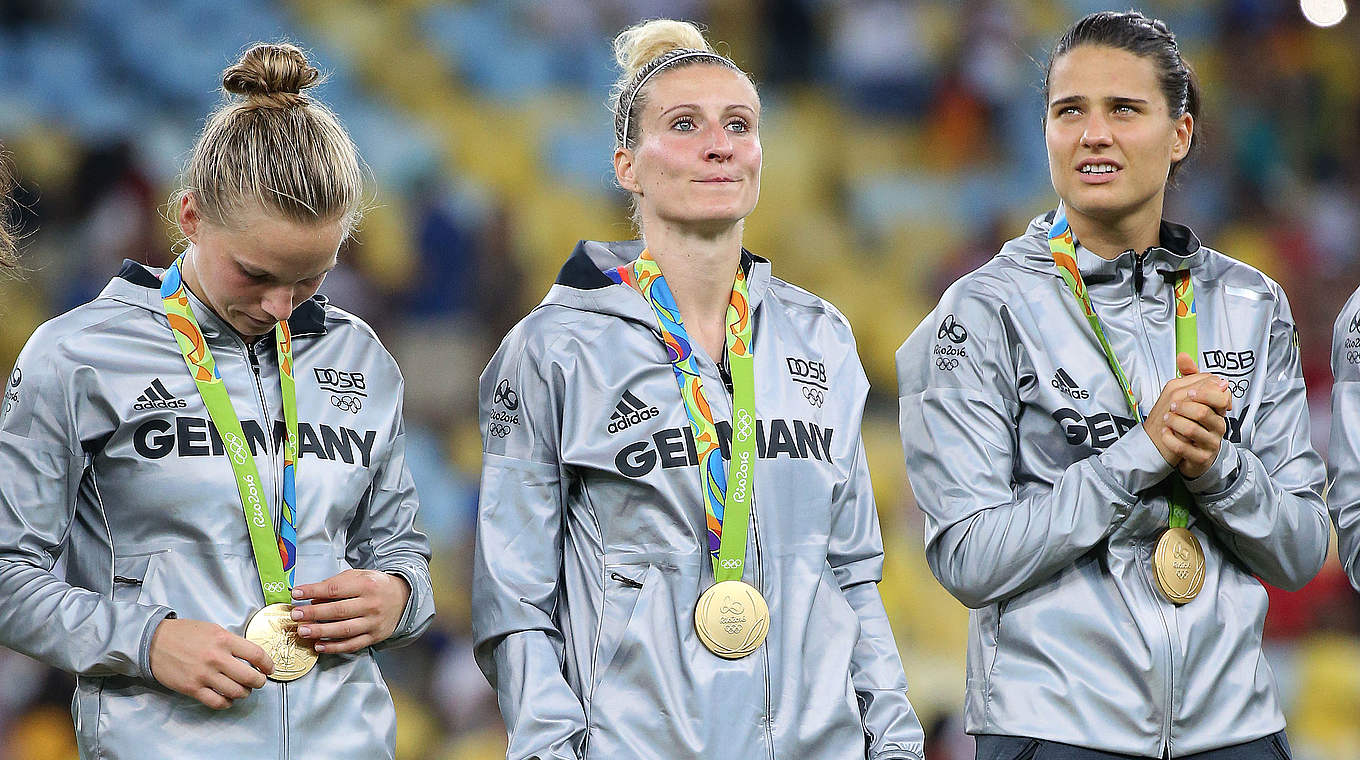 Anja Mittag,Frauen-Nationalmannschaft,Olympia,Goldmedaille,Tabea Kemme,Dszenifer Maroszan © 2016 Jean Catuffe