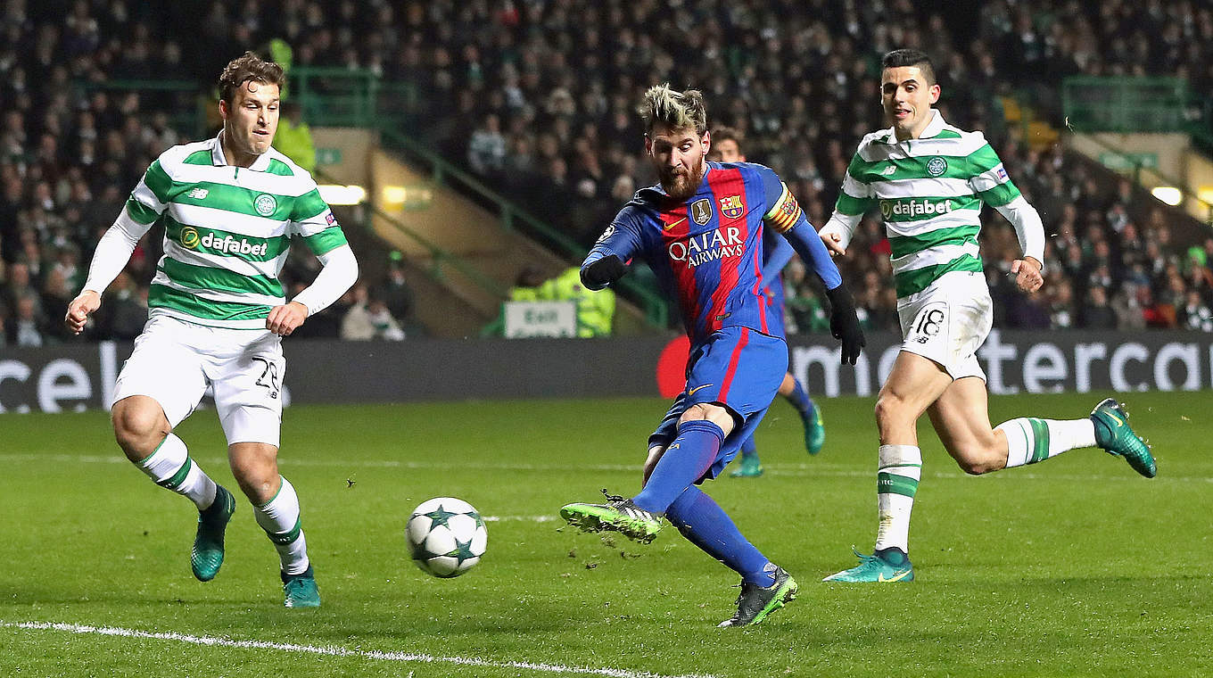 Doppelpack bei Celtic Glasgow: Barcelonas argentinischer Star Lionel Messi (M.) © 2016 Getty Images