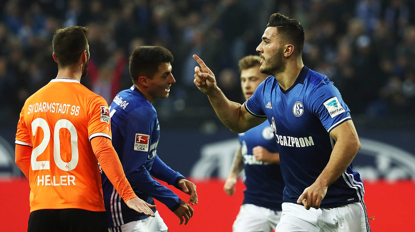 Sead Kolasinac celebrates his first-half equaliser for the Royal Blues © 2016 Getty Images