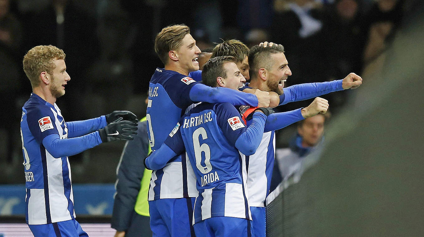 Berlin striker Vedad Ibisevic netted his 100th career goal in the Bundesliga © 2016 Getty Images