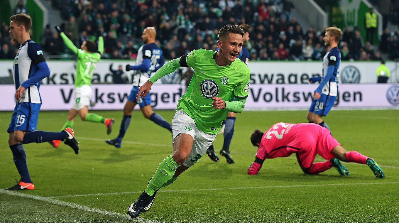 Paul Seguin scored in VfL Wolfburg's 3-2 defeat to Hertha BSC © 2016 Getty Images