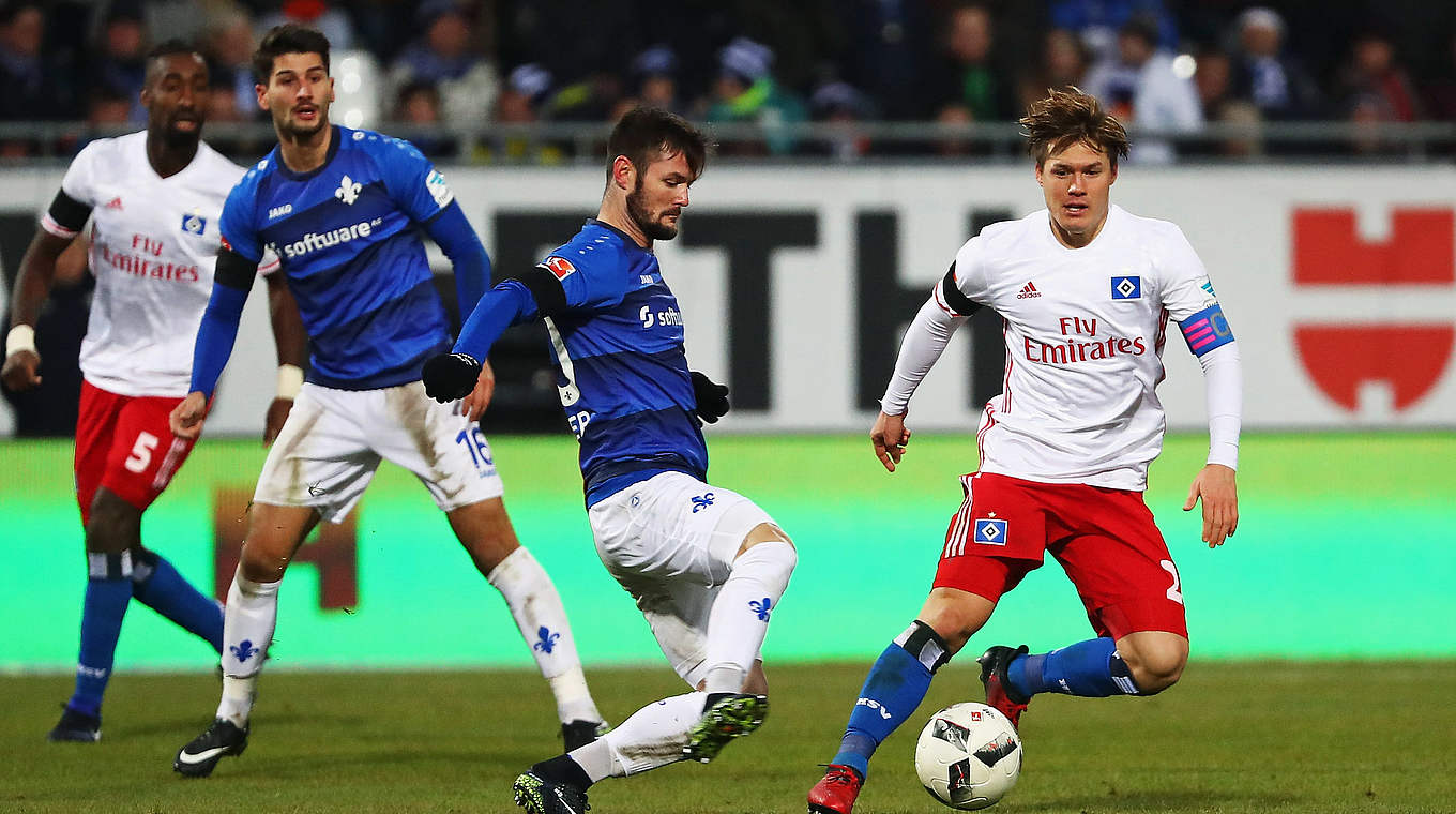 HSV moved off the bottom of the Bundesliga table with a win over Darmstadt.  © 2016 Getty Images