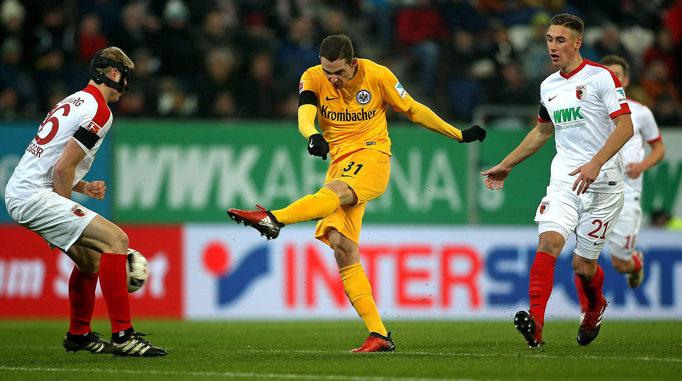 Branimir Hrgota fired Eintracht Frankfurt into an early lead in Augsburg.  © 2016 Getty Images