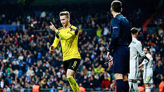 Grandioses Comeback: Marco Reus (l.) trifft kurz vor Schluss zum 2:2 in Madrid © 2016 Getty Images