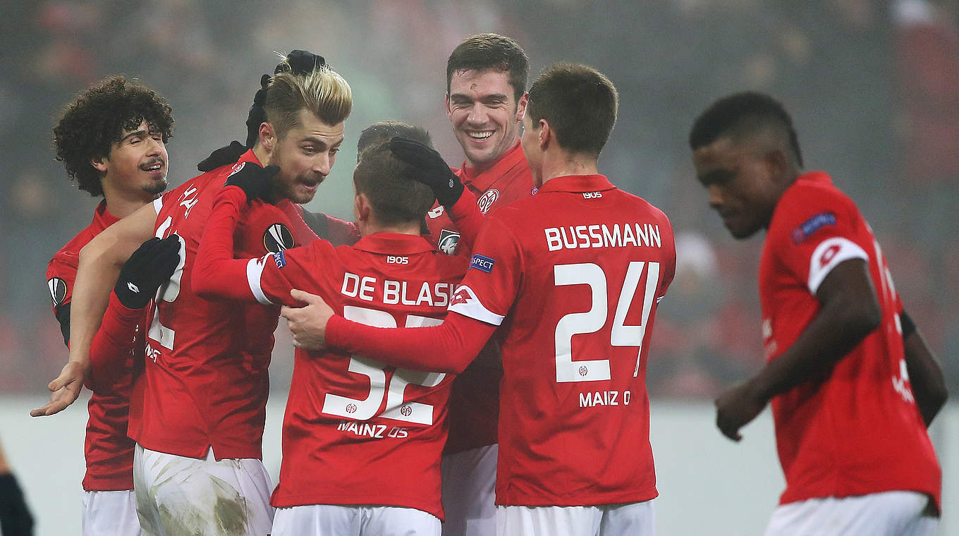 Alexander Hack scored Mainz's first goal, as they went on to beat FK Qäbälä 2-0 at home.  © 2016 Getty Images