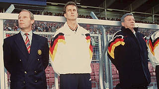 EM 1992 in Schweden: Trainer Berti Vogts (l.) und Co-Trainer Rainer Bonhof © Bongarts