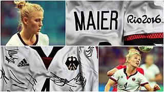 Zu haben: Das Olympia-Trikot von Leonie Maier mit Unterschriften der Frauen-Nationalmannschaft. © Getty Images/FCN