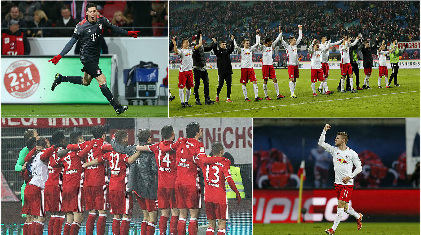 Gipfeltreffen ist auch das Duell der Torjäger: Bayern München empfängt RB Leipzig © GettyImages/AFP/DFB