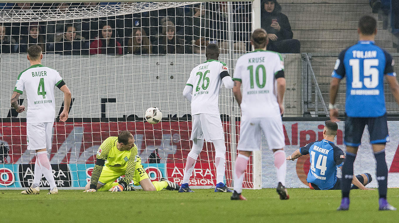 Serge Gnabry saved the day late on for Werder in Hoffenheim.  © 2016 Getty Images