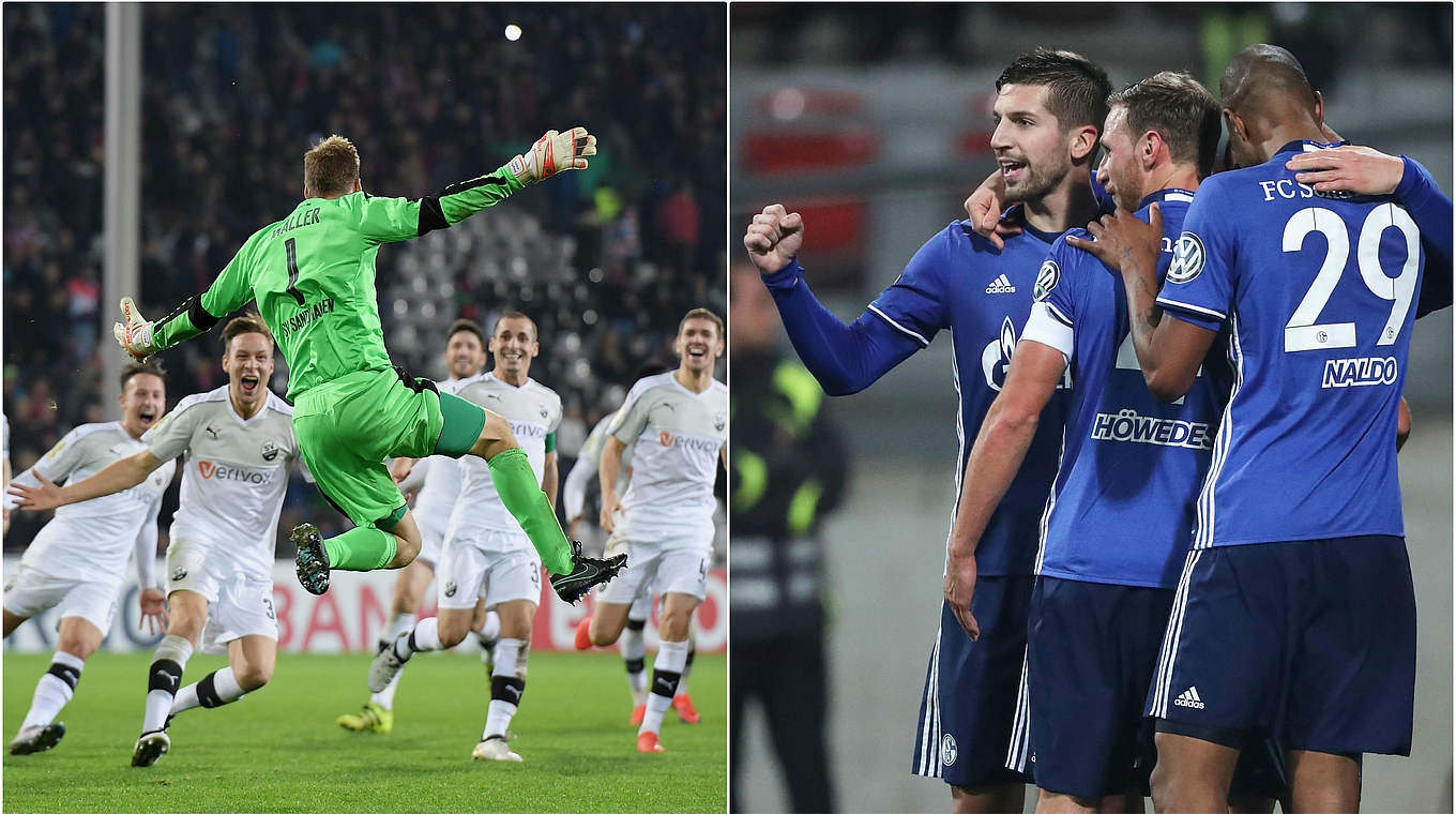 Haben bislang erst einmal gegeneinander gespielt: Sandhausen (l.) und Schalke © Getty Images/Collage DFB